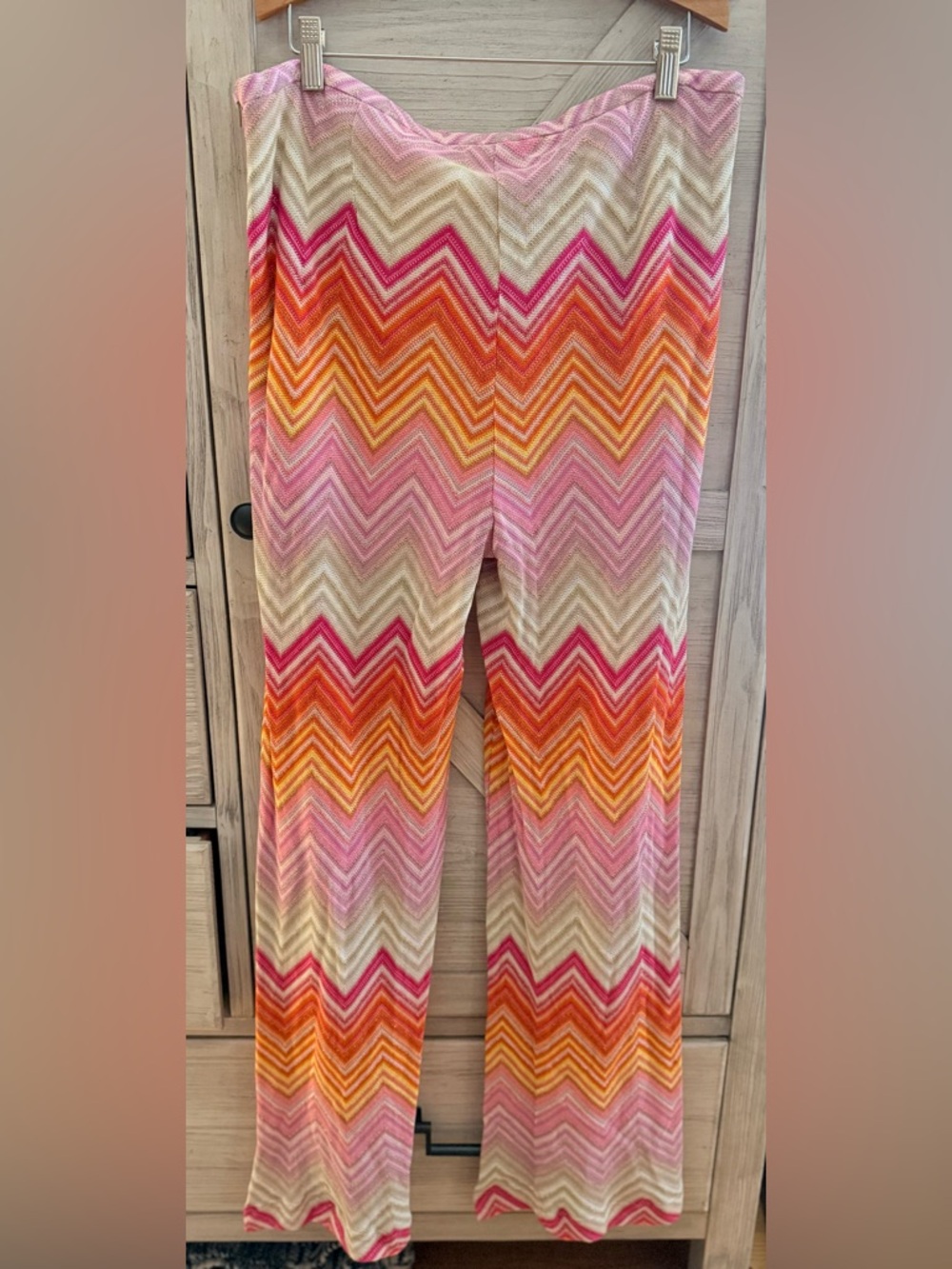 Trina Turk Penelope Pant-Pink Orange swim cover up Chevron sz 14 NWT - Picture 6 of 10